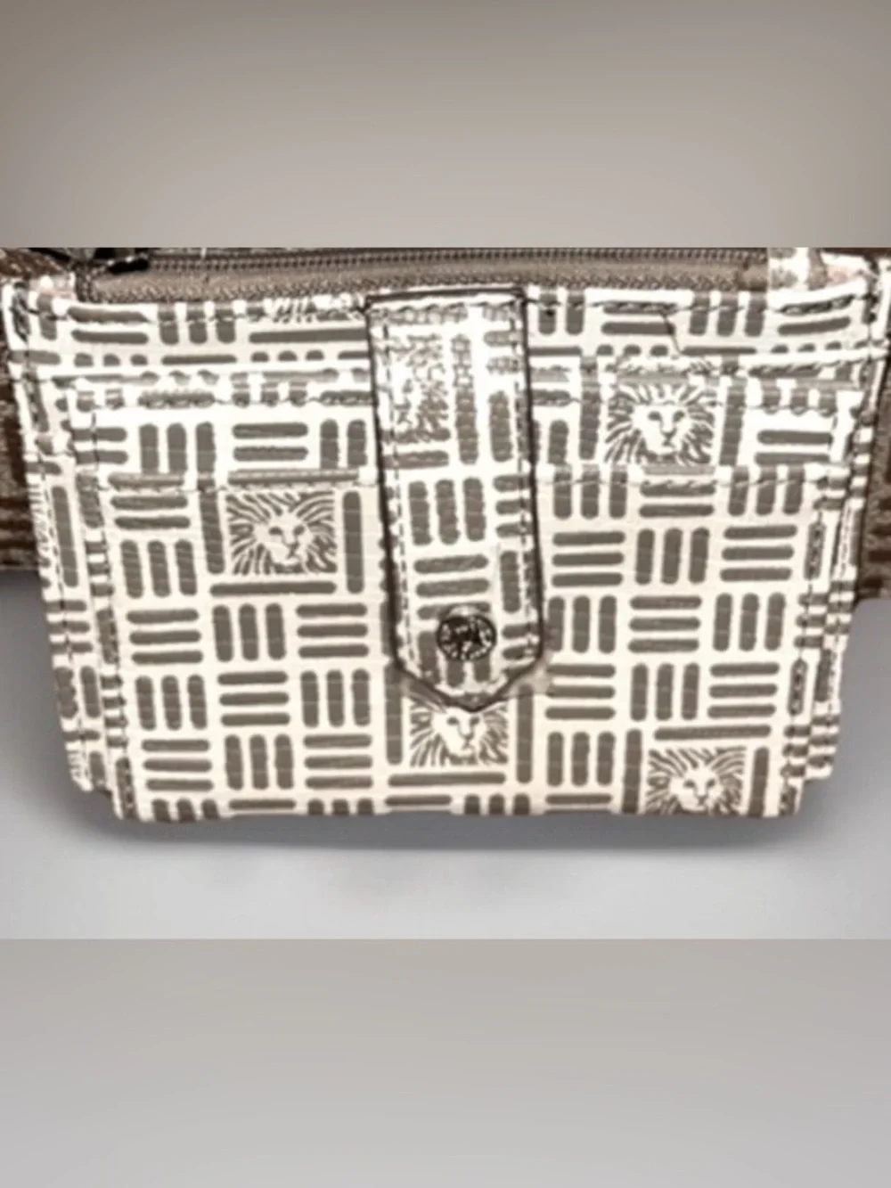 Anne Klein Lion Logo Satchel Shoulder/Handle Khaki/Brown Handbag Purse W/Wallet